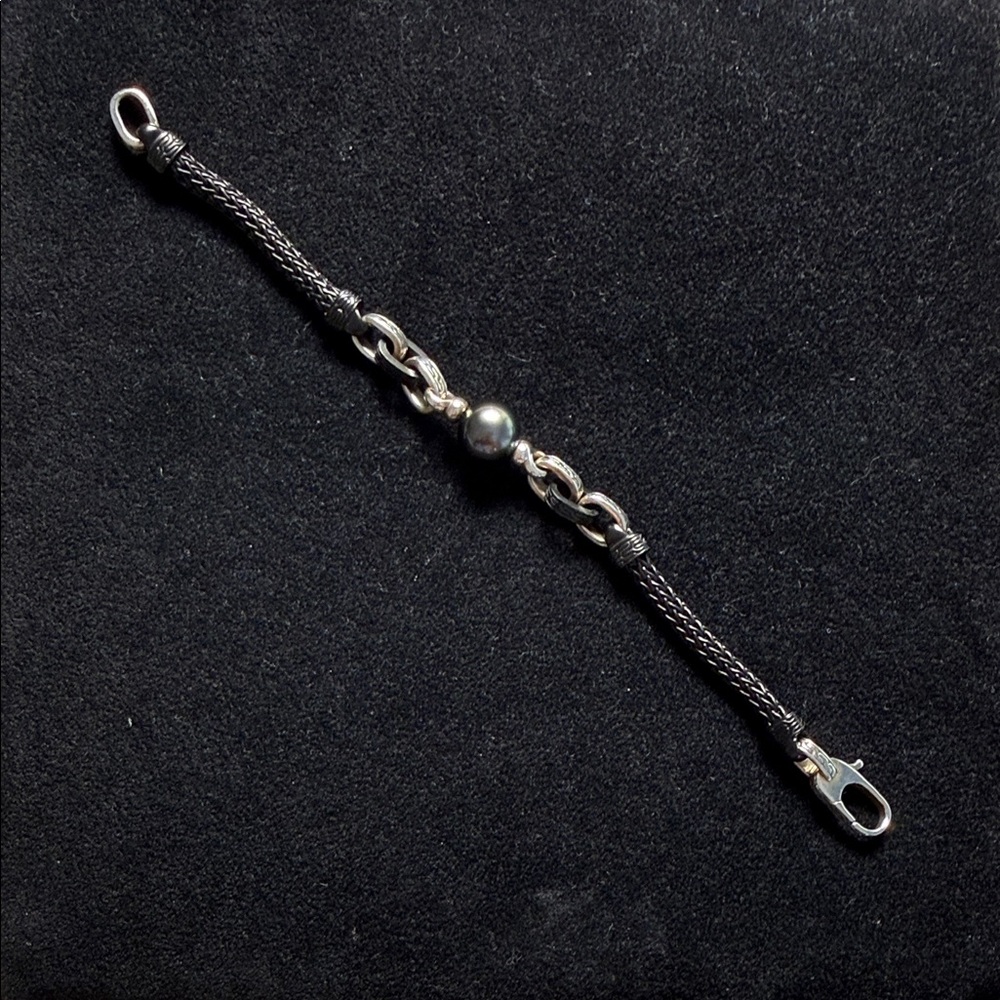 John Hardy Black and Sterling Silver Accent Bracelet